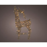 Lumineo 72 Led Wicker Deer Looking Up 95cm - Brown/Warm White